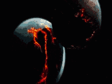 a close up of a burning planet in the dark