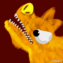 a cartoon drawing of a fox with its mouth open