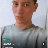 a picture of a young man with the name lucas 25 on it