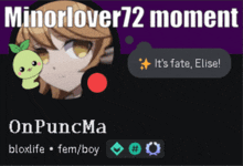 a screenshot of minorlover72 moment on punchma 's facebook page