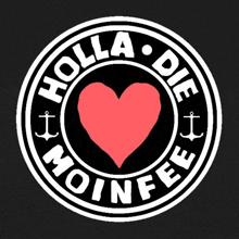 a logo for holla die moinfee with a heart in the middle