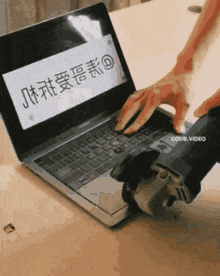 a person is typing on a laptop that says coub.video on the bottom