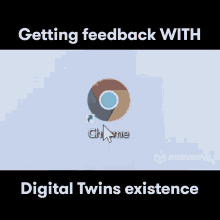 a computer generated image of a warehouse with the words " getting feedback with digital twins existence " at the bottom