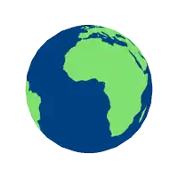 a green and blue globe with the middle east in the middle