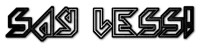 a black and white logo that says ' sasj lessh ' on a white background