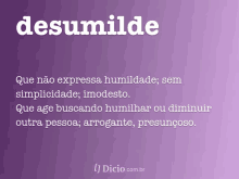 a purple background with the word desumilde written on it