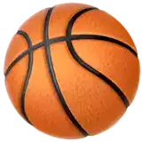 an orange basketball with black stripes is on a white background