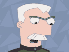 a cartoon character with a mustache and white hair