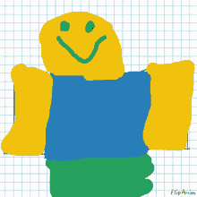 a drawing of a roblox character with a blue shirt