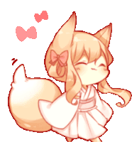 a cartoon drawing of a girl with fox ears