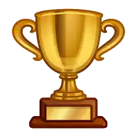 a cartoon illustration of a gold trophy