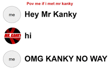 a screenshot of a text message between mr kanky and himself