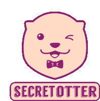 a pink otter with a bow tie and the word secretotter underneath it