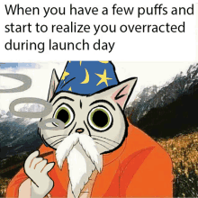 a cartoon of a cat with a wizard hat smoking a cigarette