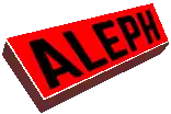 a red sign that says aleph in black letters