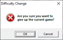 a computer screen asking if you want to give up the current game