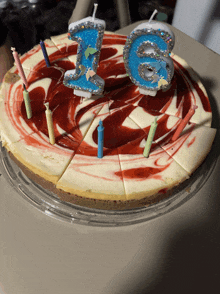 a birthday cake with candles that say the number 16