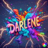 the word darlene is surrounded by colorful explosions