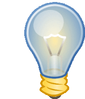 a light bulb with a yellow base and a blue outline