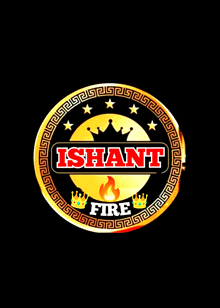 a logo for ishant fire with a crown and a fire