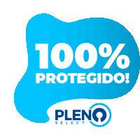 a blue sticker that says 100 % protegido