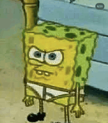 a drawing of spongebob with the number 6/20 at the bottom right