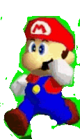 a cartoon of mario wearing a red hat with a white m on it