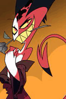 a cartoon character is smoking a cigarette and holding a sword .