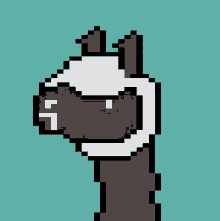 a pixel art drawing of a llama with the number 1 on its head