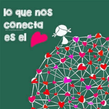 a drawing of hearts with the words " lo que nos conecta es el " above it