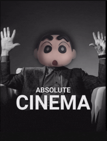 a poster for absolute cinema shows a man in a suit and tie