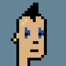 a pixel art of a man with blue eyes