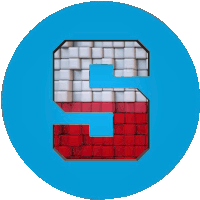 a blue circle with the letter s inside