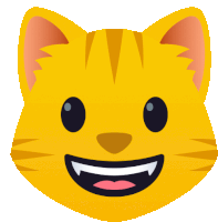 a cartoon cat 's face with a big smile on it