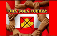 a group of people are holding hands in a circle with the words una sola fuerza on the bottom