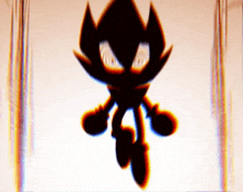 a shadow of sonic the hedgehog is flying through the air in a video game .