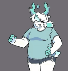 a cartoon of a person with horns and a crown on their head .