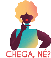 an illustration of a woman with red lipstick and the words chega ne