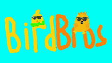 a drawing of two birds wearing sunglasses with the word bird brothers below them