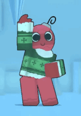 a cartoon character wearing a sweater with crosses on it