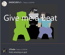 a screenshot of a discord conversation between jj turbo and dadicusx