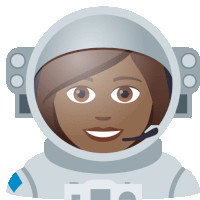 an illustration of a woman wearing an astronaut 's helmet with a microphone