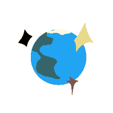 a cartoon illustration of a globe with a few stars surrounding it