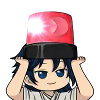 a cartoon of a person holding a red light on top of their head