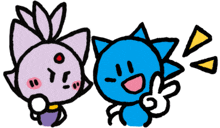 a cartoon drawing of blaze the cat and a blue sonic