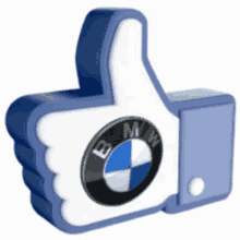 a facebook thumbs up with a bmw logo