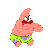 patrick star from spongebob squarepants is angry and pointing at the camera