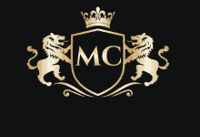 a shield with two lions and the letter mc