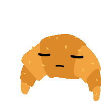 a drawing of a croissant with a sad face