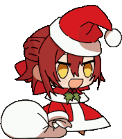 a drawing of a girl wearing a santa hat